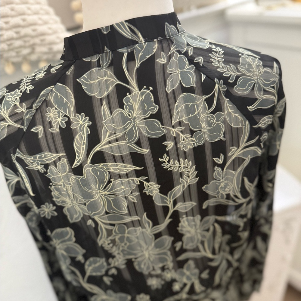Reiss Black Floral Long Sleeve Dress - Picture 12 of 16